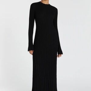 ADA BLACK LONG SLEEVE MIDI DRESS